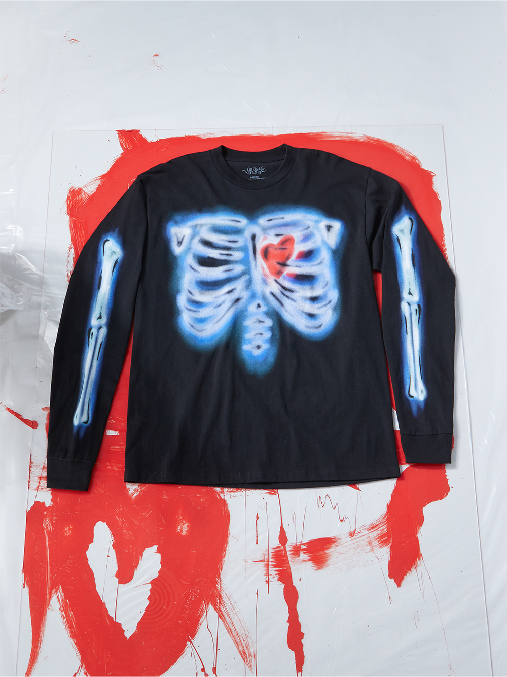 Black Skeleton Heart Long Sleeve