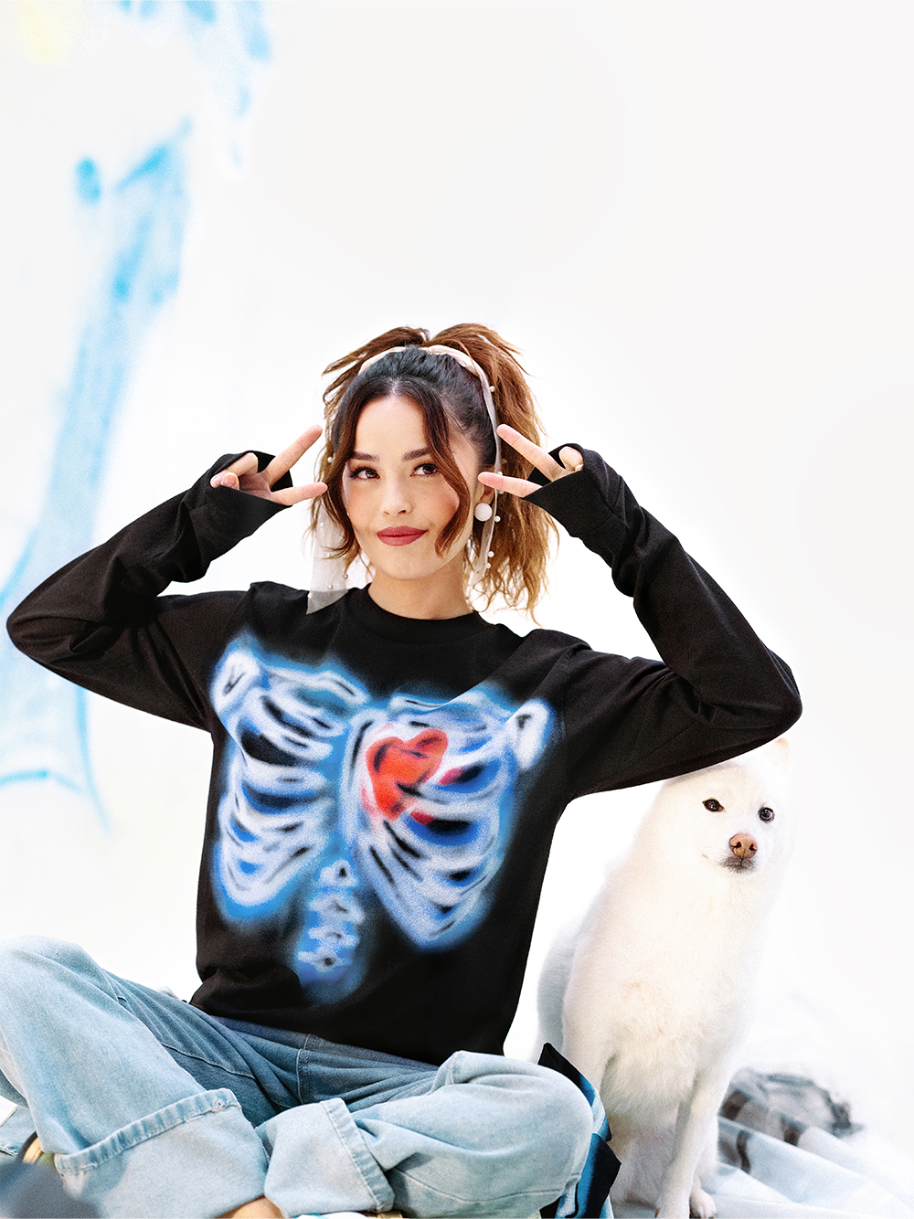 Black Skeleton Heart Long Sleeve